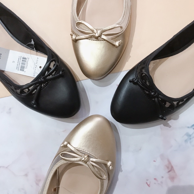 Giày búp bê nữ Ann Taylor xuất Anh nguyên tag - giày bệt nữ mũi tròn đính nơ xinh xắn