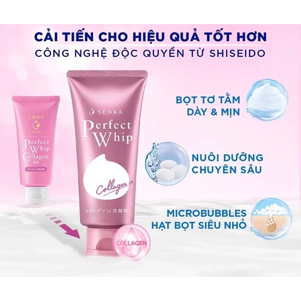 Sữa Rửa Mặt Ẩm Mịn Và Săn Chắc Da Perfect Whip Collagen In Senka 120Gr