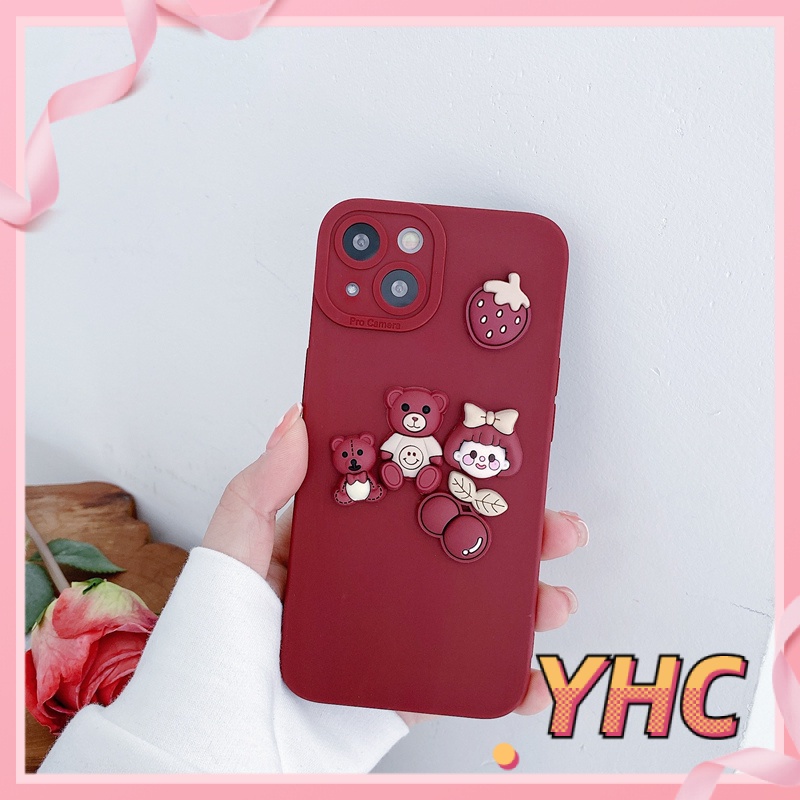 Ốp iphone Hình Hoa Màu Đỏ Đáng Yêu Cho Iphone6 6splus 7 7plus 8plus XR X XS 11 12 Pro max Plus Promax max-063