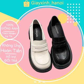  Giày bốt nữ thấp cổ kiểu dáng lolita ,Giày lười da đế dày mũi tròn phong cách Nhật Bản retro 