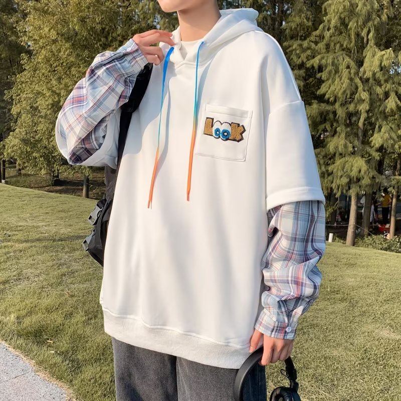 Áo hoodie Giả Hai Lớp Tay Dài Dáng Rộng Phong Cách Đường Phố Mỹ Thời Trang Thu Đông 2022 Cao Cấp Cho Nam