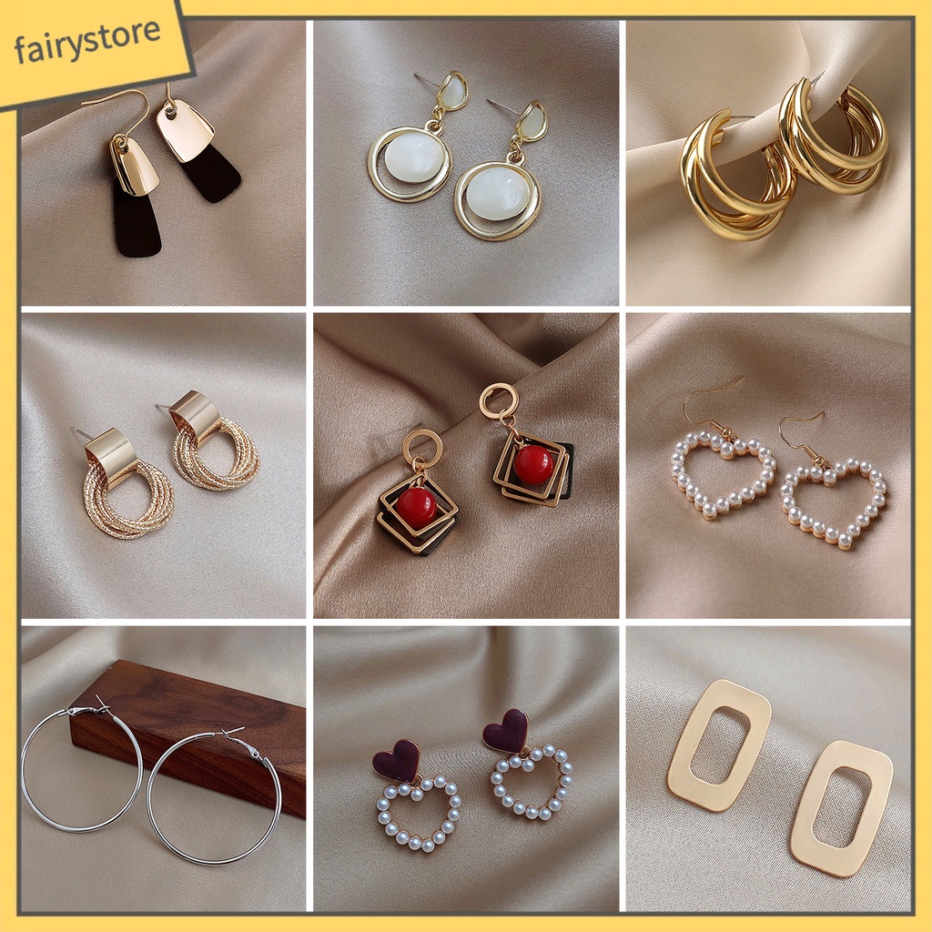 1 Đôi Bông Tai Hình Tròn Đính Ngọc Trai Giả Phong Cách Hàn Quốc Dành Cho Nữ