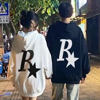 Áo nỉ hoodie nam nữ unisex form rộng, áo sweater ulzzang mặc cặp đôi dáng rộng chữ R ngôi sao dễ thương