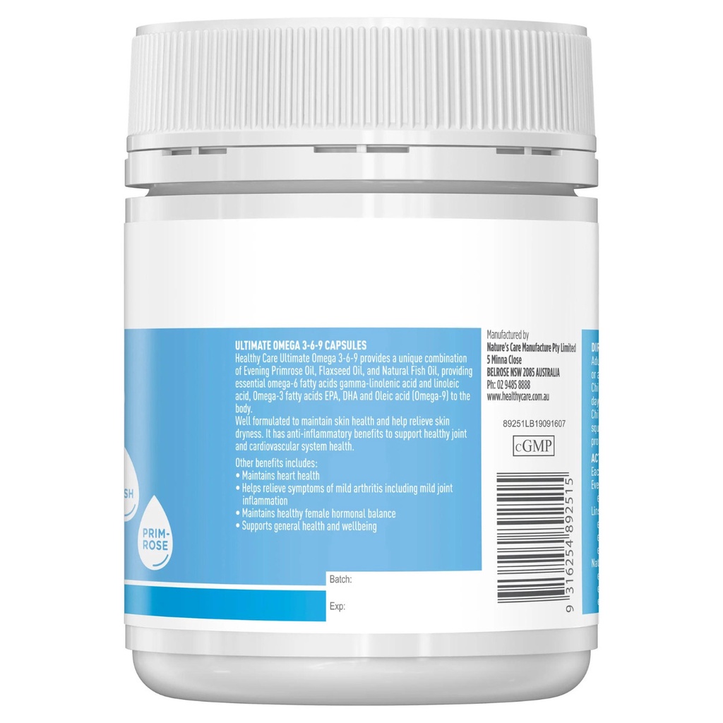 Viên uống Healthy care Ultimate Omega 3-6-9 hộp 200 viên