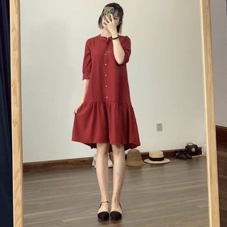 Đầm đỏ đuôi cá tay lỡ (kèm hình thật)