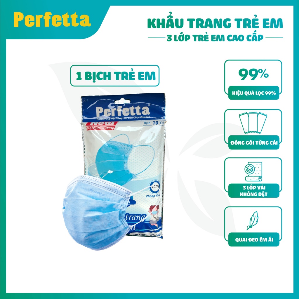 Gói khẩu trang y tế 3 lớp Perfetta trẻ em (10 cái/gói)