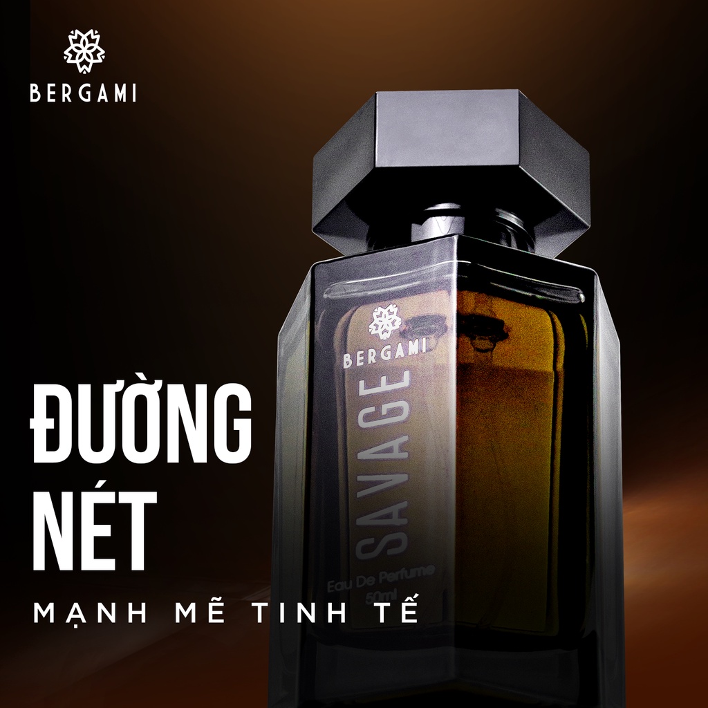 Nước Hoa Nam Thơm Lâu Bergami Savage, Nước Hoa Chính Hãng Mùi Hương Nam Tính Mạnh Mẽ, Lưu Hương 6H 50ml/chai