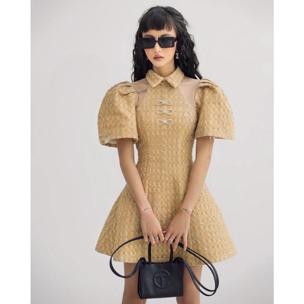 Đầm tay chuông chất liệu tweed Chloe Dress