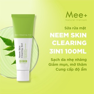 Sữa rửa mặt sạch nhờn, ngừa mụn và mờ thâm mee natural neem skin clearing 3in1 100ml