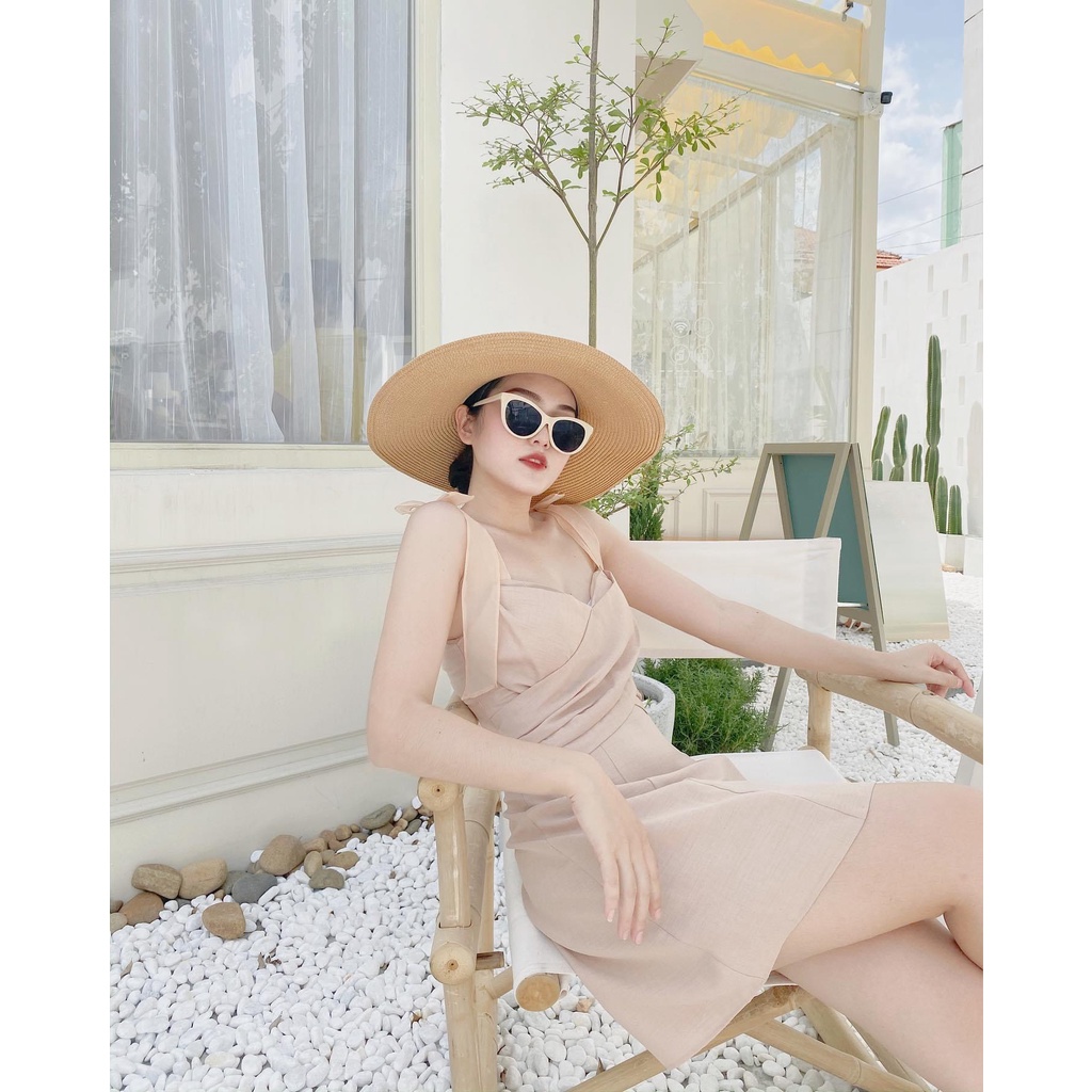 Lisa Dress - Đầm xoè chéo ngực nơ vai, Céci Store.