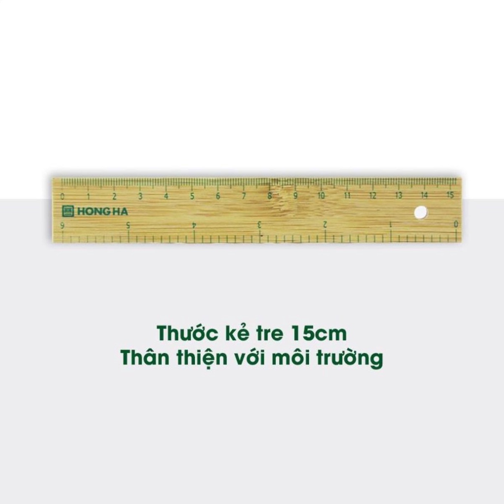 Thước kẻ 15cm Hồng Hà chất liệu tre thân thiện với môi trường - 3492