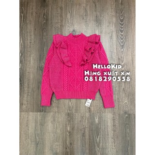 A798 - áo len hồng riềm cổ 3 phân bé gái