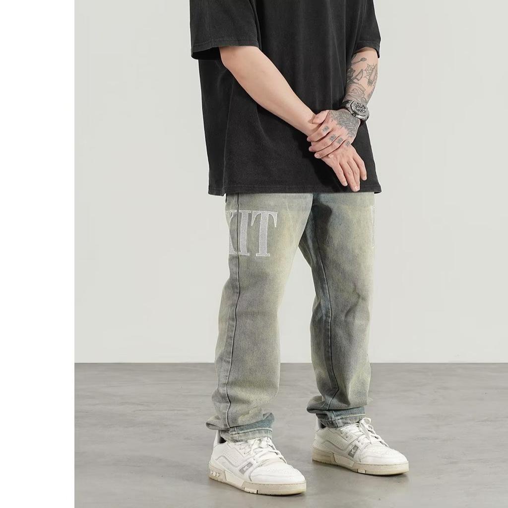 Quần Jean Dài Dáng Ôm Thêu Họa Tiết Phong Cách Âu Mỹ Thời Trang Cao Cấp Cho Nam Và Nữ