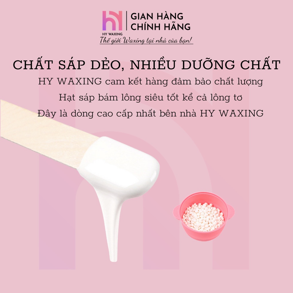 [CHE TÊN] Combo 100gr Sáp Sữa Dừa Premium + Nồi Nấu Sáp Wax Lông Chống Dính Mini HY WAXING Tặng Que