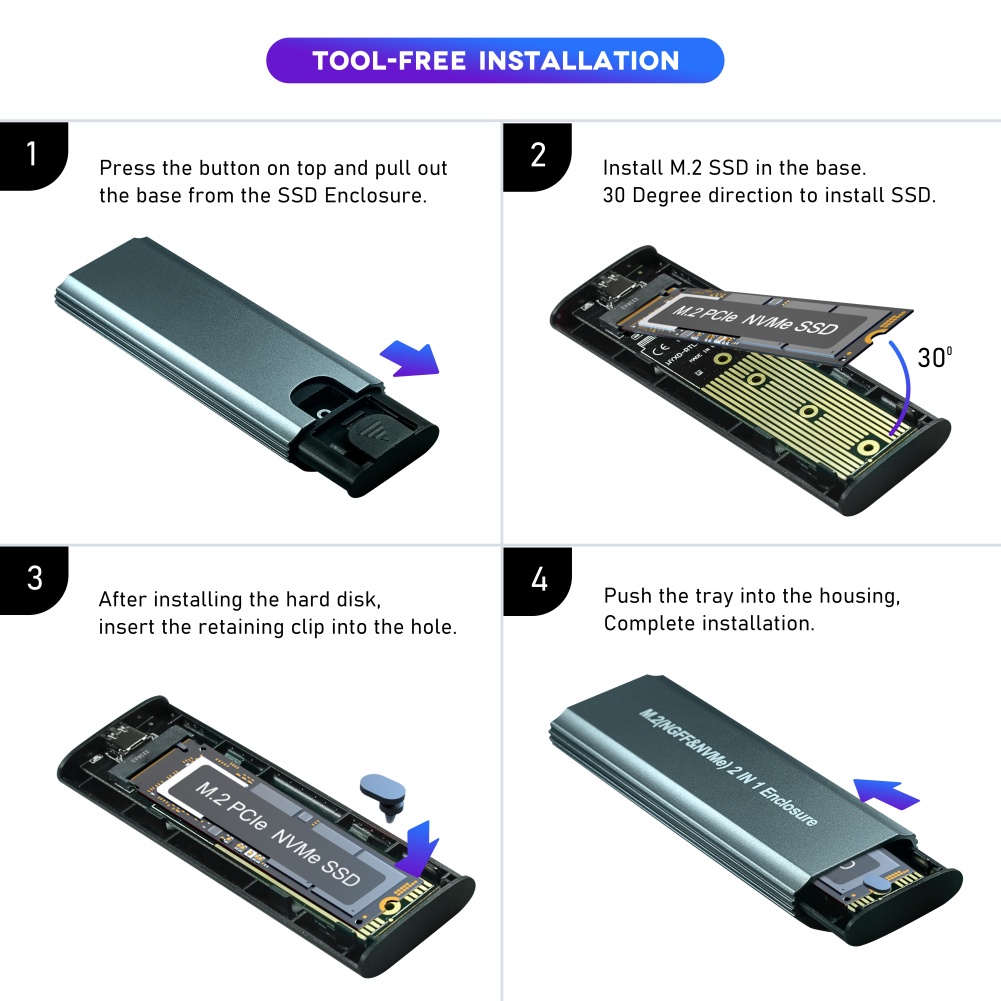 Bộ Chuyển Đổi Vỏ SSD M.2 NVME Vỏ Ổ Cứng 2 Trong 1 NGFF SATA Giao Thức Kép 10gbps VN