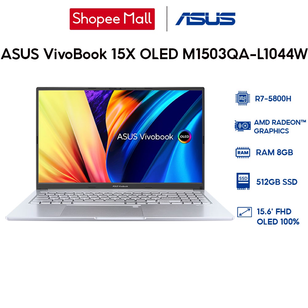 Laptop ASUS VivoBook 15X OLED M1503QA-L1044W R7-5800H 8GB 512GB 15.6' FHD OLED 100%