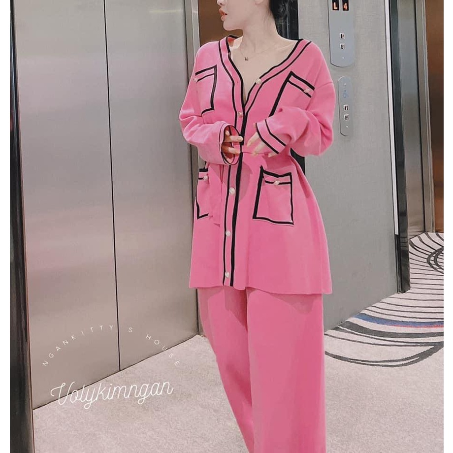 Set len túi hộp viền hồng