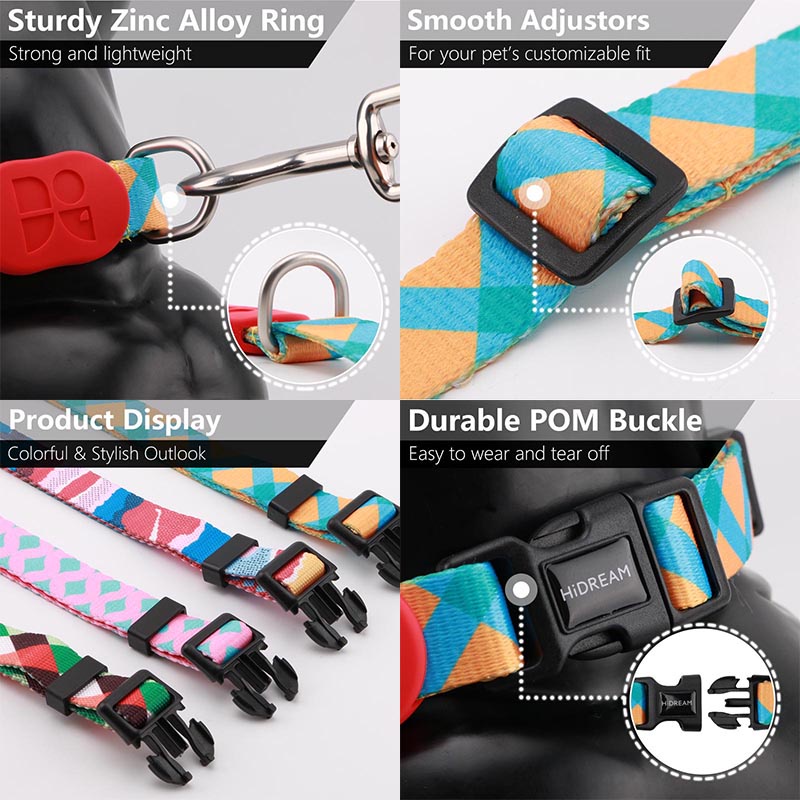HamshMoc Vòng Cổ Và Dây Dắt Thú Cưng Đi Dạo Chất Liệu Nylon Mềm Mại Có Thể Điều Chỉnh Kích Thước