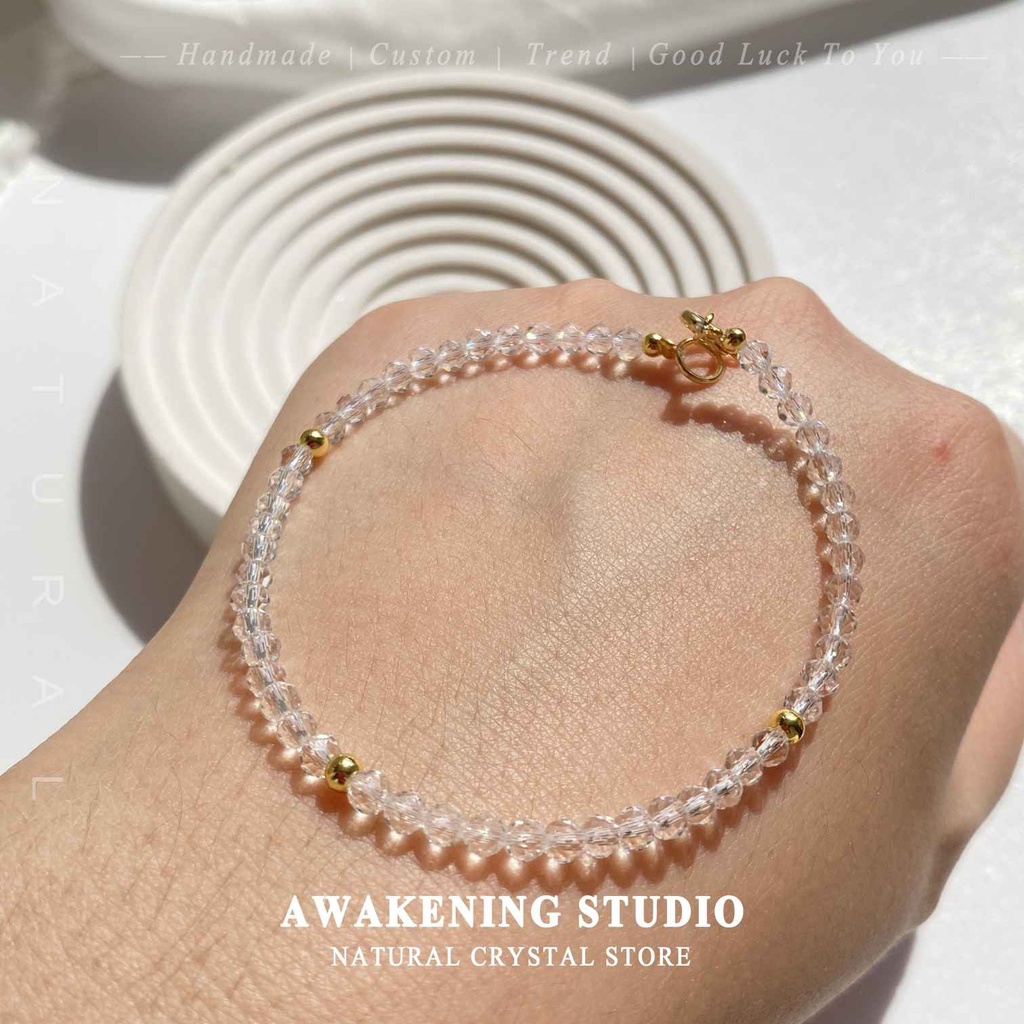 Vòng Tay Hạt Pha Lê Trắng May Mắn Thanh Lịch Thời Trang Cho Nữ