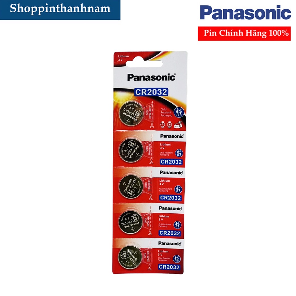 Vỉ 5 Viên Pin Panasonic CR2032 / CR2025 / CR2016 / CR1632 / CR1220 / CR1620 / CR1616 / CR2450 chính hãng