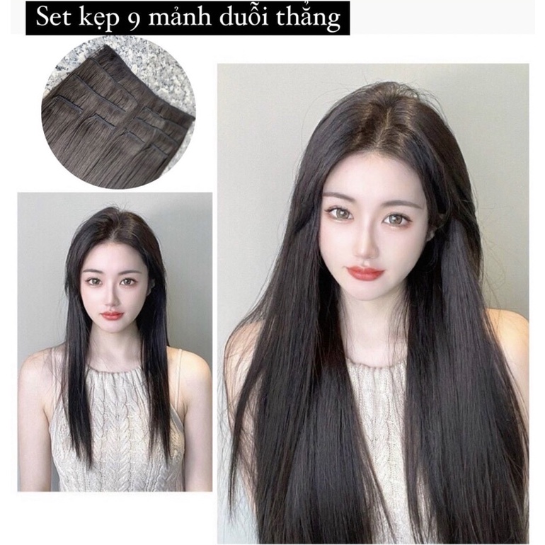 Set tóc kẹp 9 mảnh duỗi thẳng