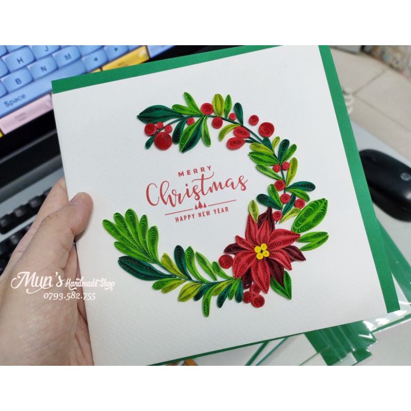 [30 MẪU] Thiệp giấy xoắn Giáng Sinh Noel - Christmas Quilling Card