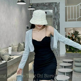 Đầm ôm body rút dây kèm khoác cardigan cực tôn dáng cực sang chảnh sexy đầm váy nữ