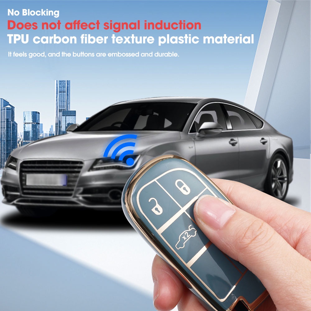 Miếng Dán Chống Trầy Xoay 360 Độ Tiện Dụng° Vỏ TPU Mềm Bảo Vệ Chìa Khóa Xe Hơi Chống Thấm Nước Cho Jeep / Nissan / Tesla Model 3 / Buick Enclave S, Volkswagen Golf / Chevrolet GMC