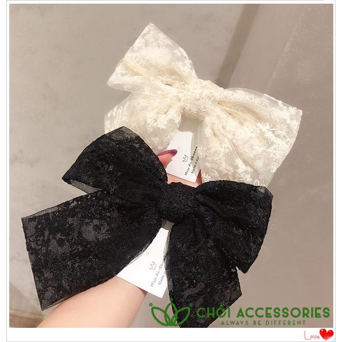 Cặp tóc, kẹp tóc nơ ren nhiều màu dịu dàng tiểu thư chồi accessories - Y023