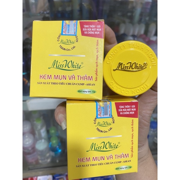 Kem mụn và thâm Miss White 12g hũ lớn hàng cty