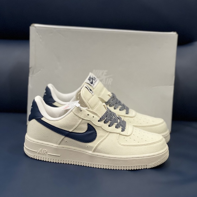 giày_nike af1 canvas navy, giày_nike air force 1 chất liệu vãi canvas vệt xanh navy hàng cao cấp full phụ kiện full size