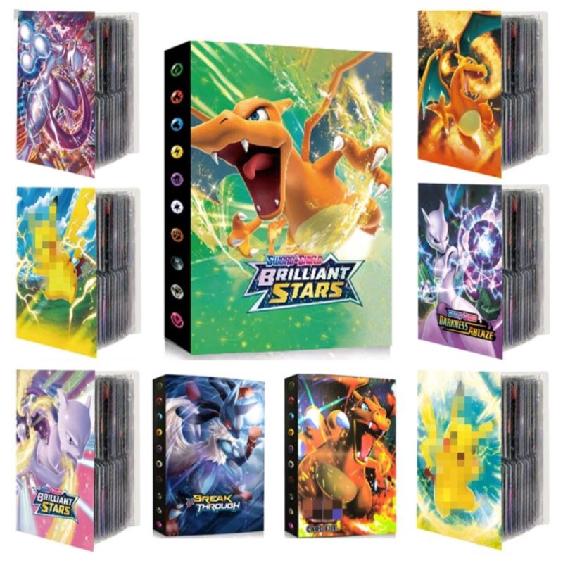 Album đựng thẻ bài Pokemon hoạ tiết mới tặng kèm 120 thẻ Tiếng Trung
