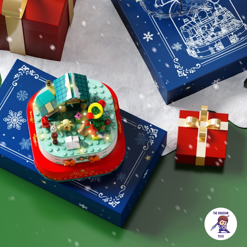 Đồ Chơi Lắp Ráp Giáng Sinh Noel Mô Hình Ngôi Nhà Người Tuyết Hộp Nhạc Dây Cót Phát Sáng Cây Thông 601162