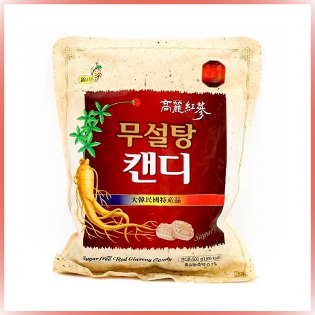 Kẹo hồng sâm không đường hàn quốc chính hãng gói 500gr sugar free red ginseng candy [KOREAN]