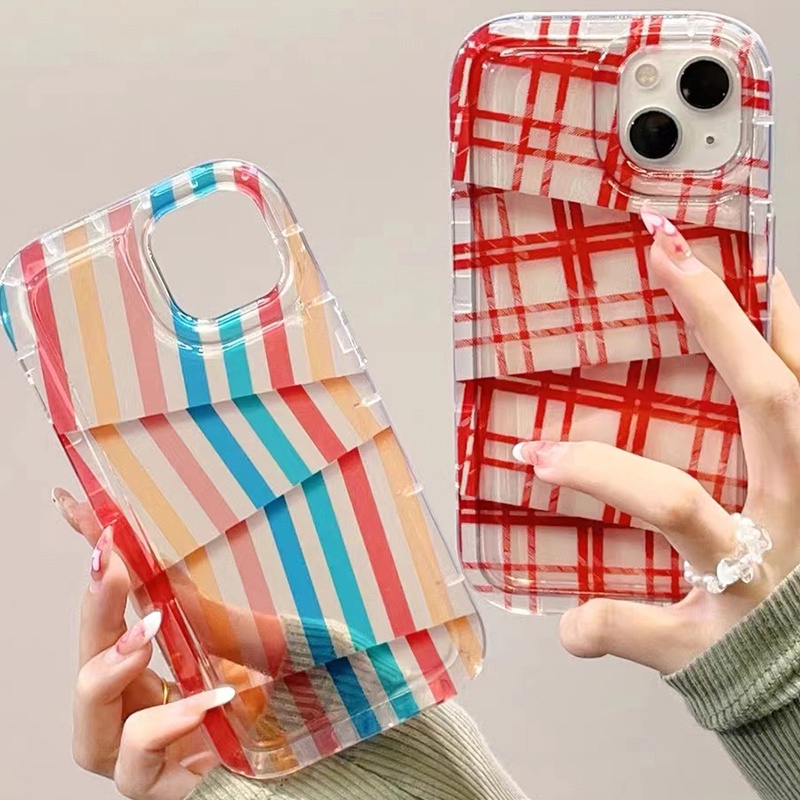 Ốp Điện Thoại Silicon TPU Mềm Trong Suốt Họa Tiết Kẻ Sọc Chống Sốc Cho IPhone 14 13 12 11 Pro XS Max XR X 7 8 6S Plus