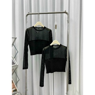 Áo lưới dài tay ôm dáng ngắn