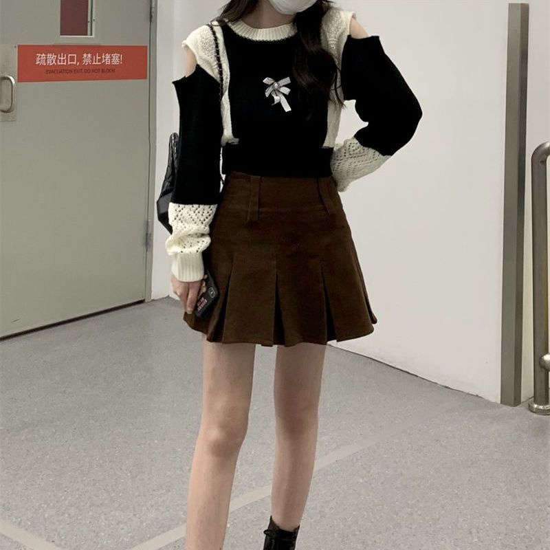 IELGY IELGY Áo sweater Dệt Kim Trễ Vai Dáng Ôm Thời Trang Cho Nữ