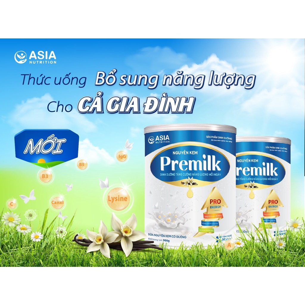 [Mã BMTTC60K giảm đến 60K đơn 50K] Sữa bột nguyên kem Premilk Asia 900g, Asia Nutrition tác dụng tốt cho sức khỏe