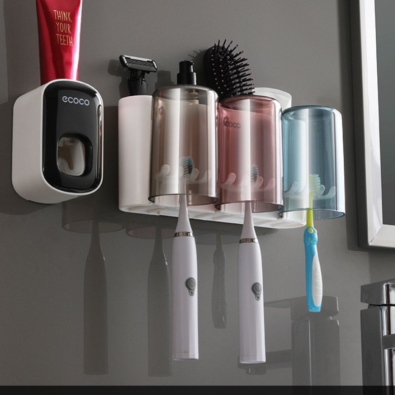 [ FREE SHIP ] Giá treo bàn chải kèm 2 3 4 cốc mẫu mới nhất - Treo bàn chải cực chắc chắn chọn màu