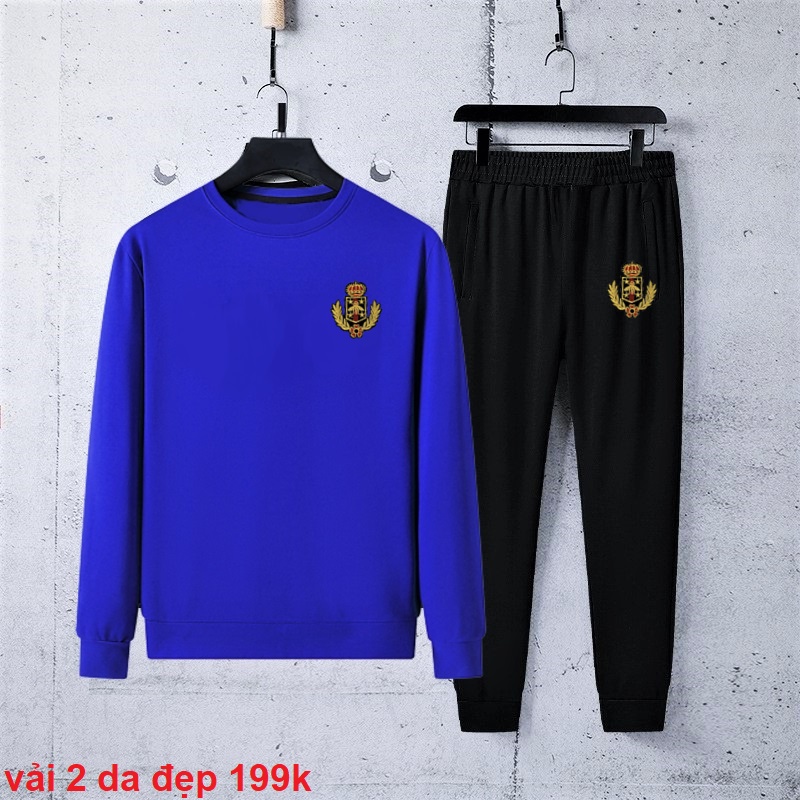 Bộ Nỉ dài tay Nam Bigsize đẹp không bai xù thoáng khí. Bộ thể nam thể thao dài tay kiểu Hàn Quốc