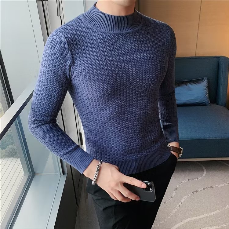 Áo Sweater Dệt Kim Tay Dài Cổ Lọ Dáng Ôm Thời Trang Thu Đông Cho Nam Giới