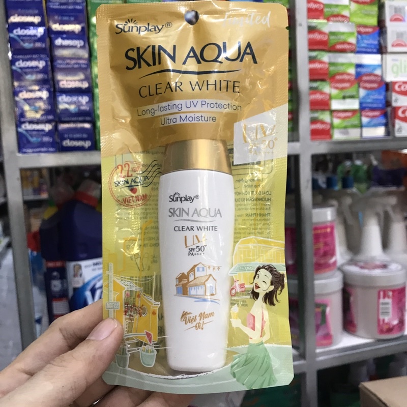 Sữa chống nắng tạo nền trắng mịn Sunplay Skin Aqua Clear White CC Milk SPF 50+/ PA++++ (25g)