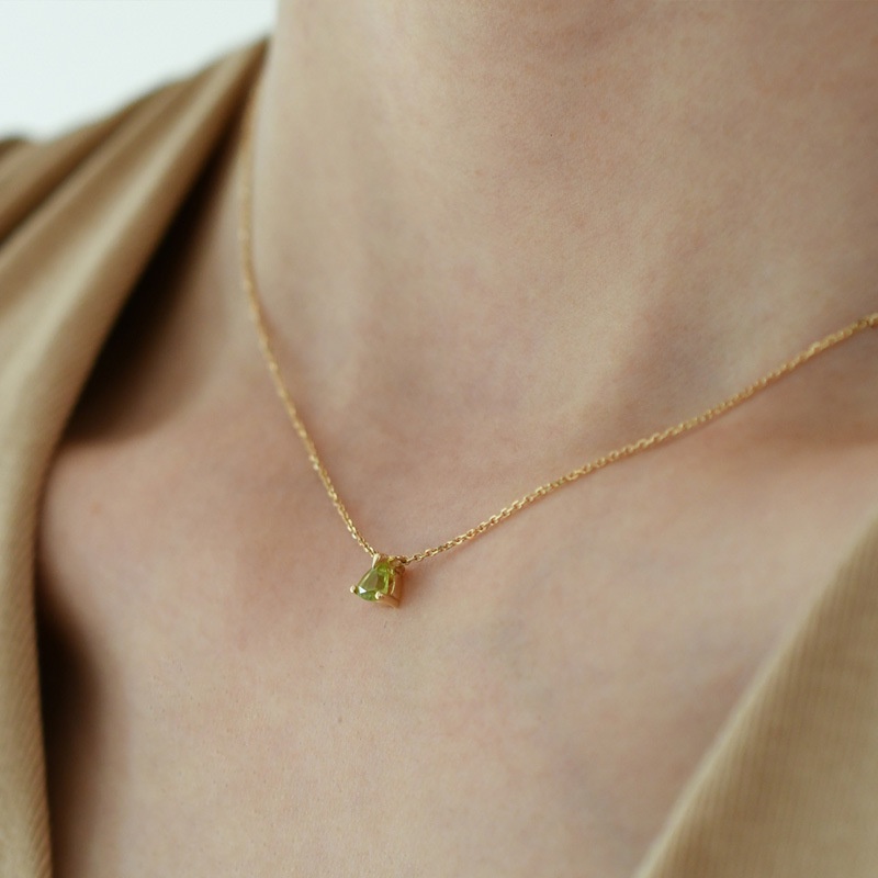 Sterling Silver Necklace cho phụ nữ, màu xanh lá cây tam giác khoan cổ vòng cổ khí chất thời trang