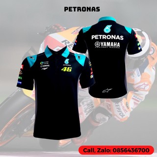 Áo thun tem xe PETRONAS xanh bích CỔ TRỤ ( Size Từ 40kg --> 90kg) - chất thun lạnh co dãn 4 chiều
