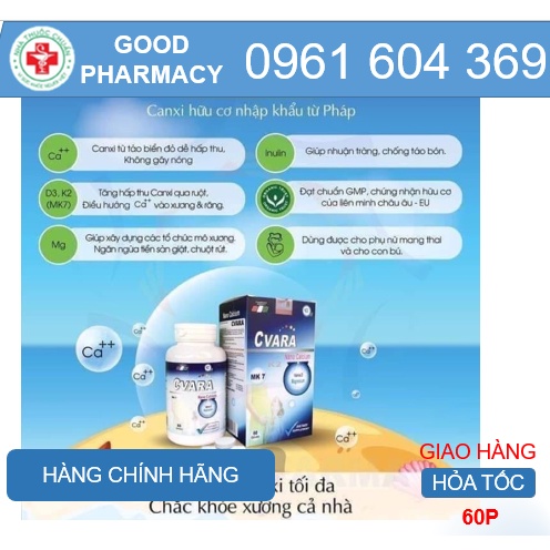 Cvara Calci hữu cơ nhập khẩu tại Pháp ( Lọ 60V)