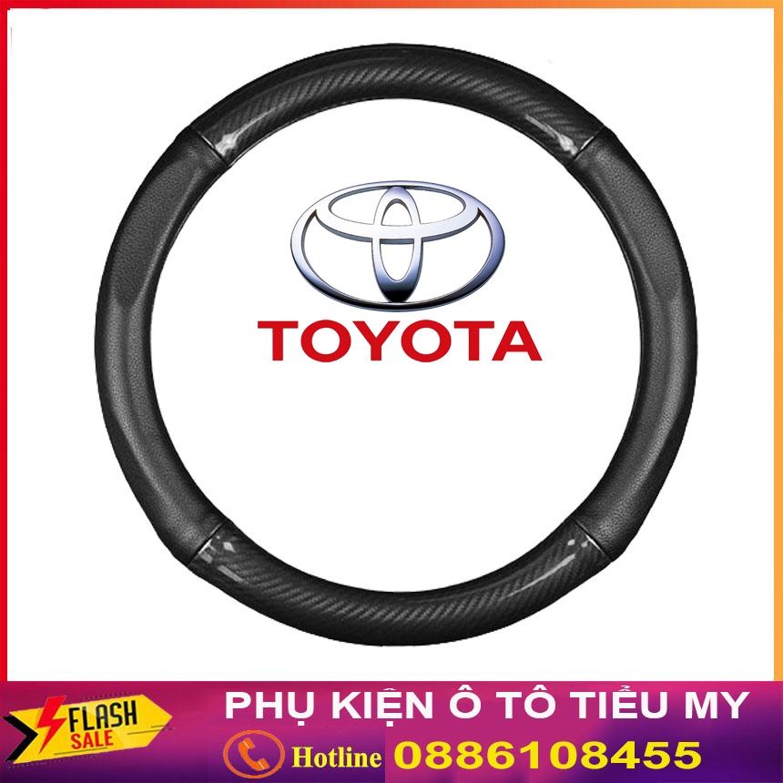 Bọc vô lăng Sợi Carbon TOYOTA cao cấp, size 38 dành cho xe 4 - 7 chỗ màu đen, chất liệu da dày dặn