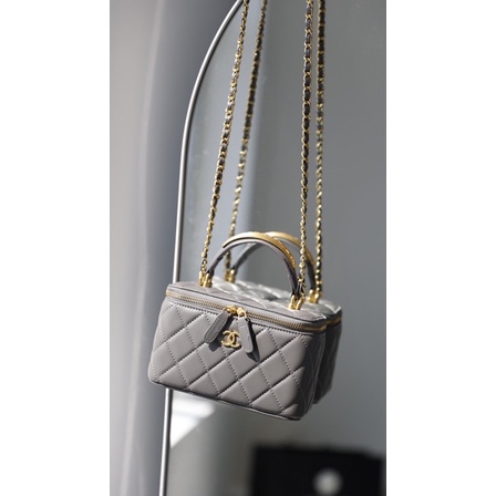 Túi quai xách Cha.nel Vanity cốp size 18cm da bê fullbox