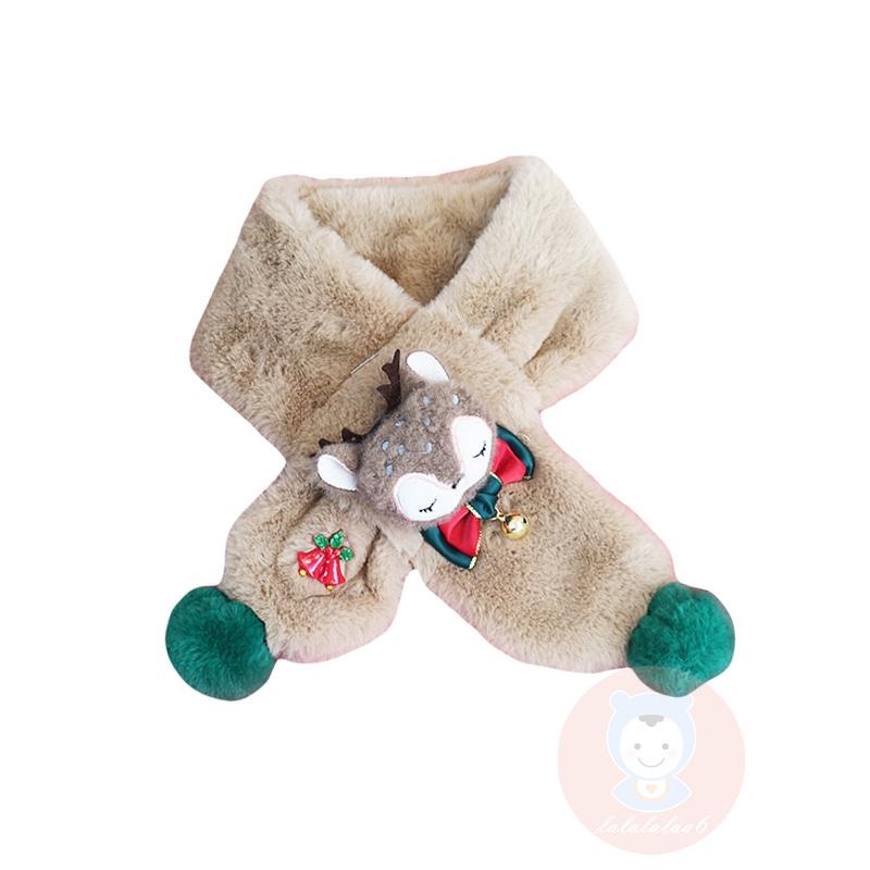 Khăn Choàng Cổ Phủ Lông Giữ Ấm Họa Tiết Hoạt Hình Tuần Lộc LAA6-Kid Dành Cho Bé Trai Bé Gái