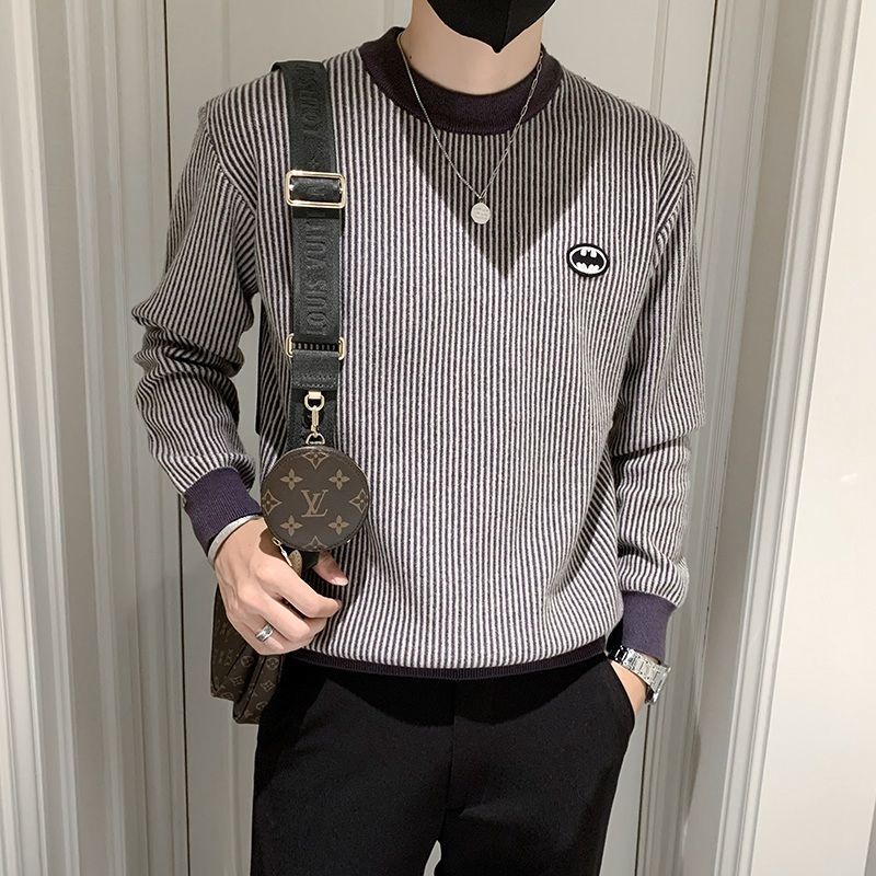 Áo Thun Nam Dài Tay Cổ Tròn Sọc Ngang Thời Trang