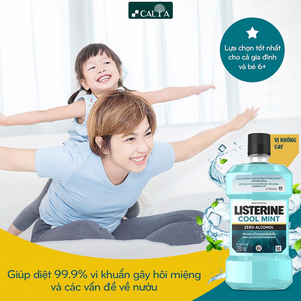 Nước Súc Miệng Listerine Không Cay, Giúp Hơi Thở Thơm Mát - Listerine Cool Mint Zero Alcohol 750ml
